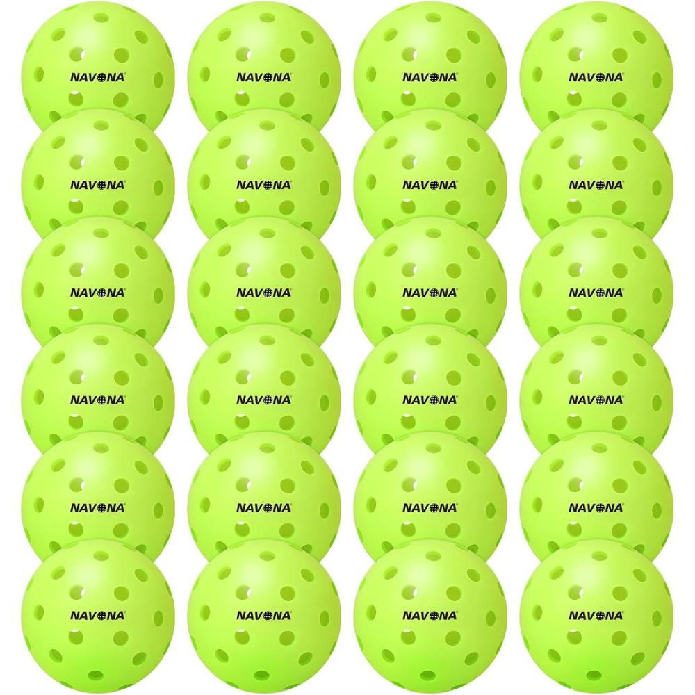 image:imageNavona 24 Pack Premium 40Holes Outdoor Pickleball Balls Seamless RotoMolded Design amp Durable Meet USAPA Official Requirement Durable Pickleballs High Bounce True Flight Pickleball Balls OutdoorPickleballs24 Pack