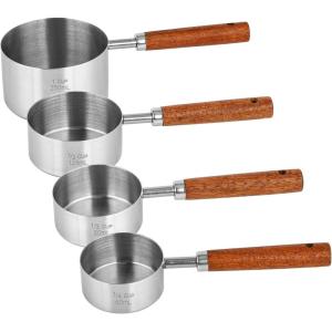 4 Pcs Dog Food Scoop Measuring-Cup, 1 Cup, 1/2 Cup, 1/3 Cup, 1/4 Cup, Stainless Steel Pet Food Scoops, Cat Food Measuring Cup