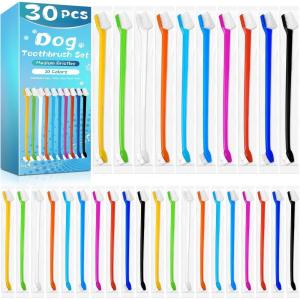 Navona 30 PCS Dog Toothbrushes, Double Headed Anti Slip Dog Tooth Brushing Kits, Cat Toothbrush, Pet Toothbrush for Dogs, Easy to Clean and Care for Teeth, Suitable for Small to Large Dogs and Cats(1 Count (Pack of 30))