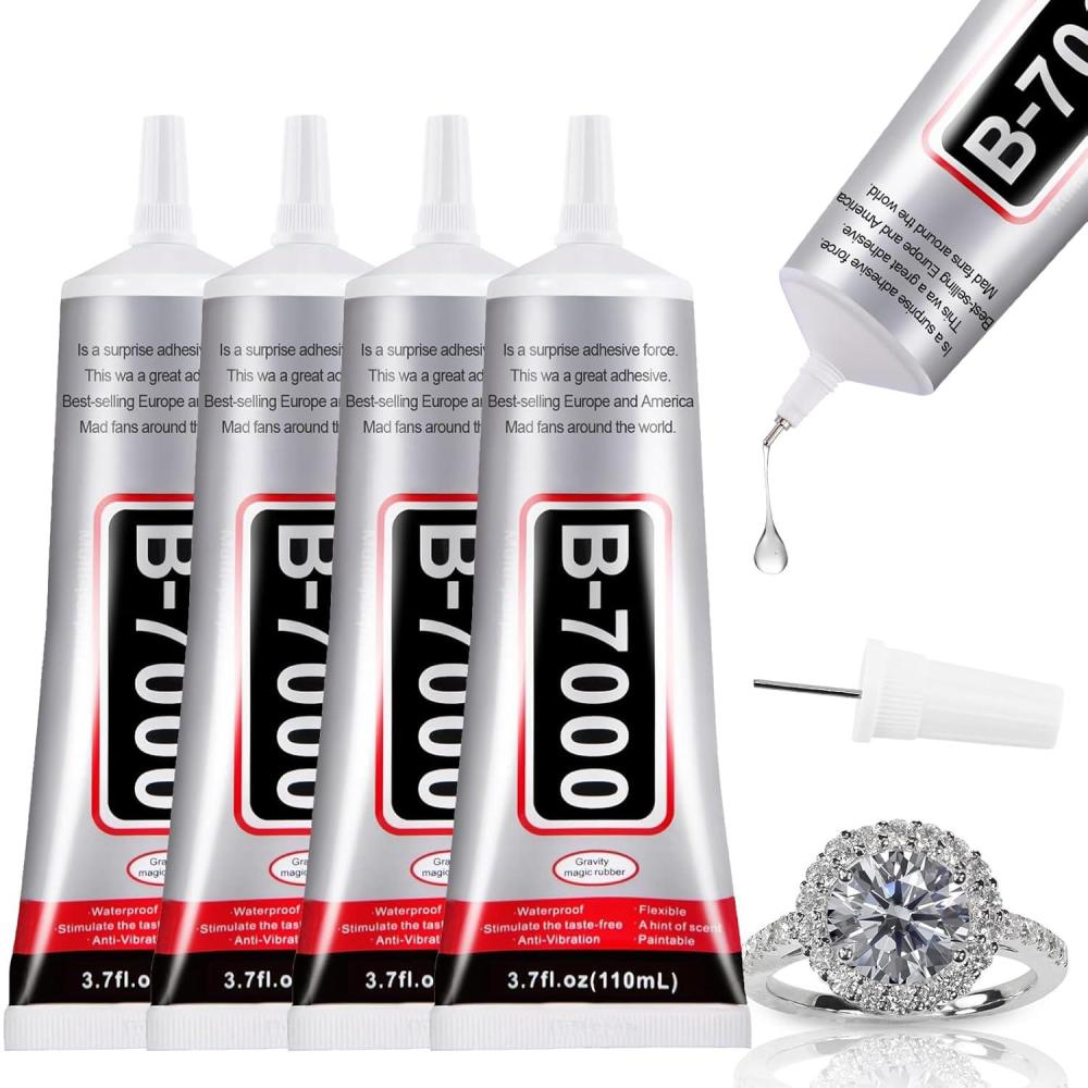 image:image4 PCS 110ml B7000 Glue Clear with Precision Tip Rhinestone Glue for Nail Craft Glue Bedazzling Glue Shoe Glue Jewelry Glue for Rhinestone Shoe Jewelry Making DIY Craft Makeup Metal4