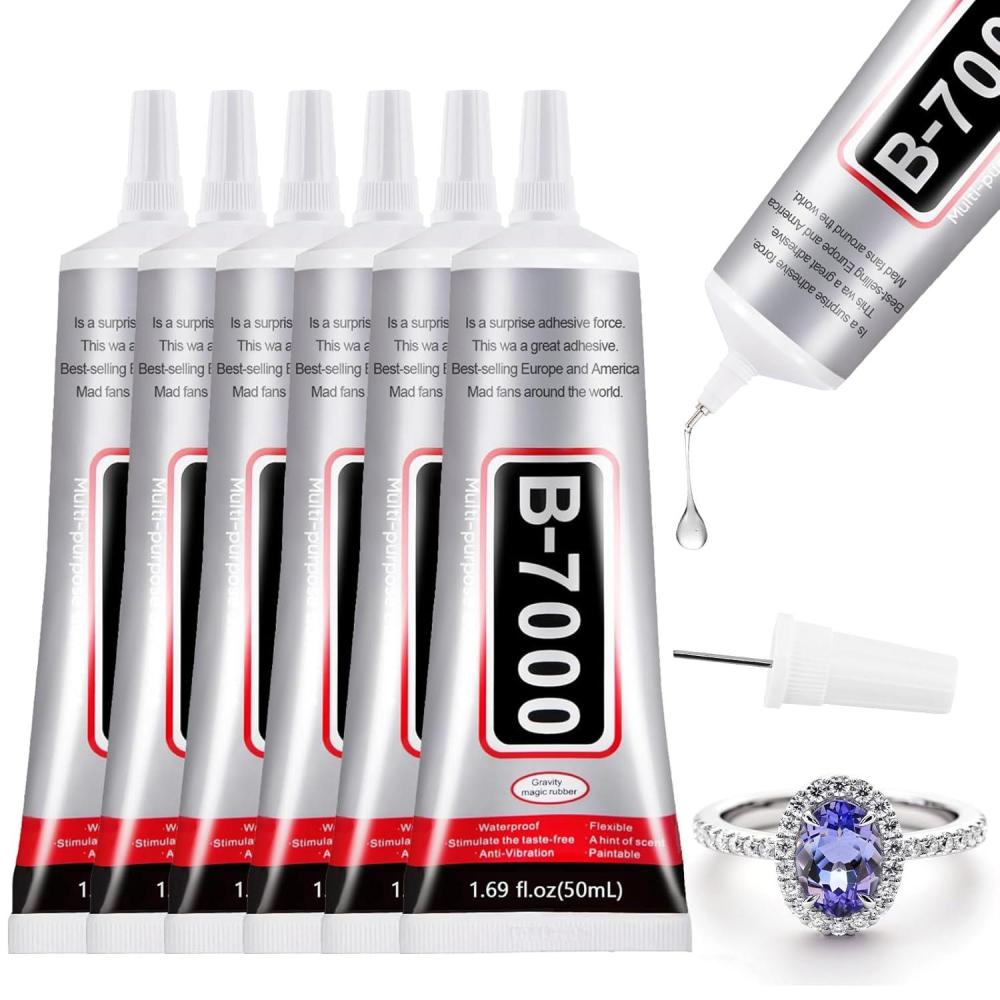 image:image6 PCS 50ml B7000 Glue Clear with Precision Tip Bedazzling Glue Rhinestone Glues Craft Glues Jewelry Making Nail Art DIY Makeup Shoes