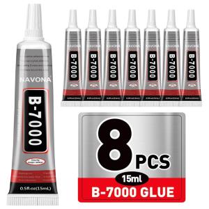 8 PCS 15ml B7000 Glue Clear with Precision Tip, Bedazzling Glue, Super Glues, Rhinestone Glue for Nail, Craft Glues, Jewelry Making, Nail Art, DIY, Makeup, Shoes(8)